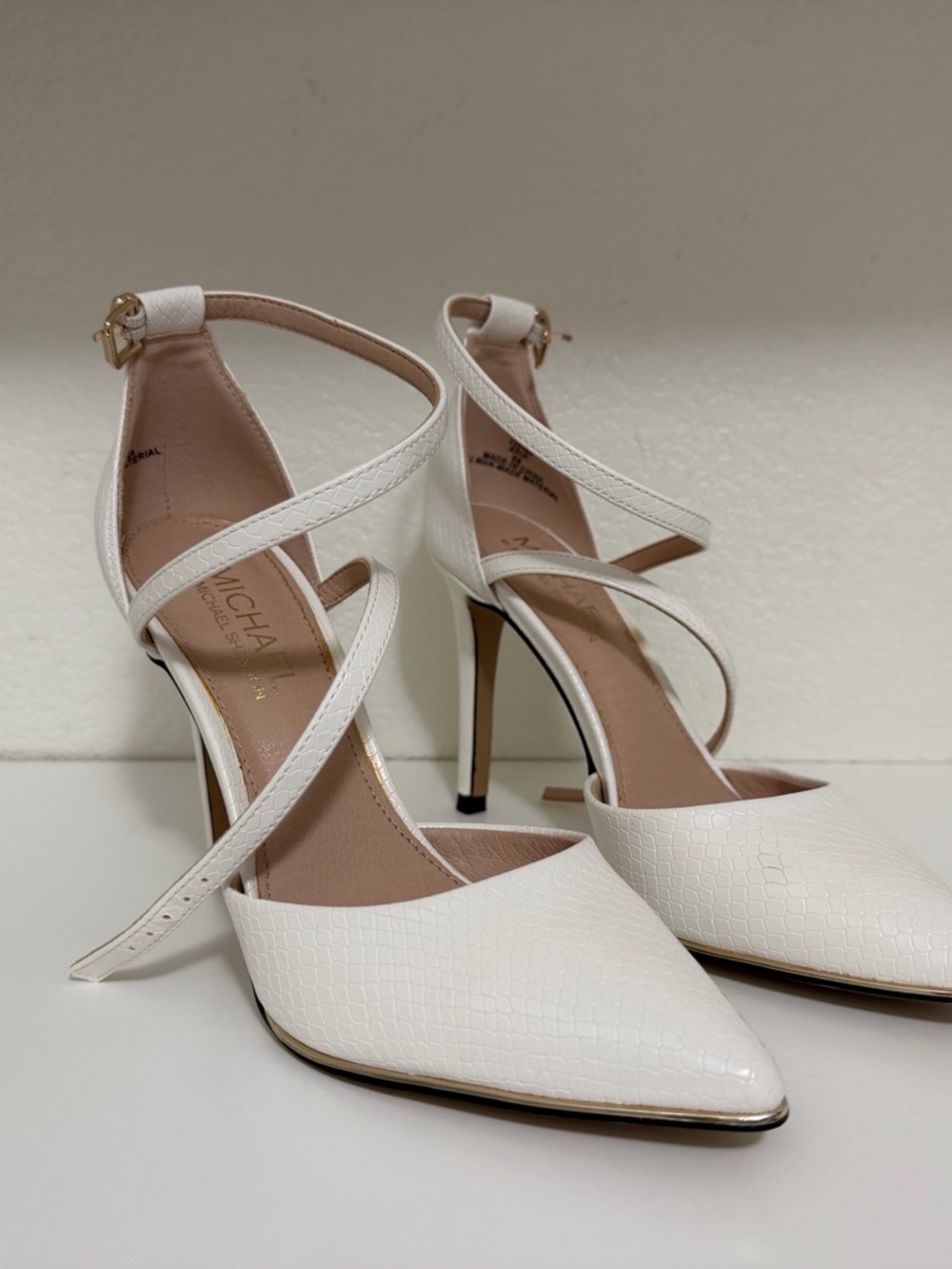 LIKE NEW White Crocodile Stilettos
